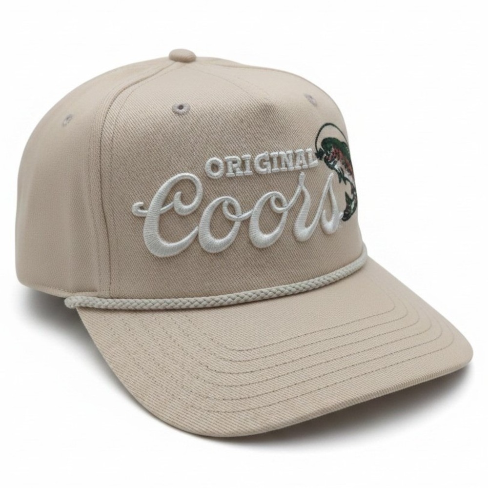 Original Coors Banquet Beer Rope Hat Tan Fishing Trout Snapback Hat Mad Engine